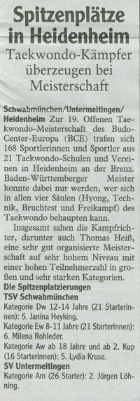 Taekwondo-Meisterschaft in Heidenheim
