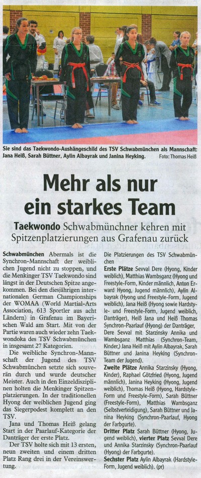 Internationale German Championships der WOMAA, Grafenau 4.6.2016